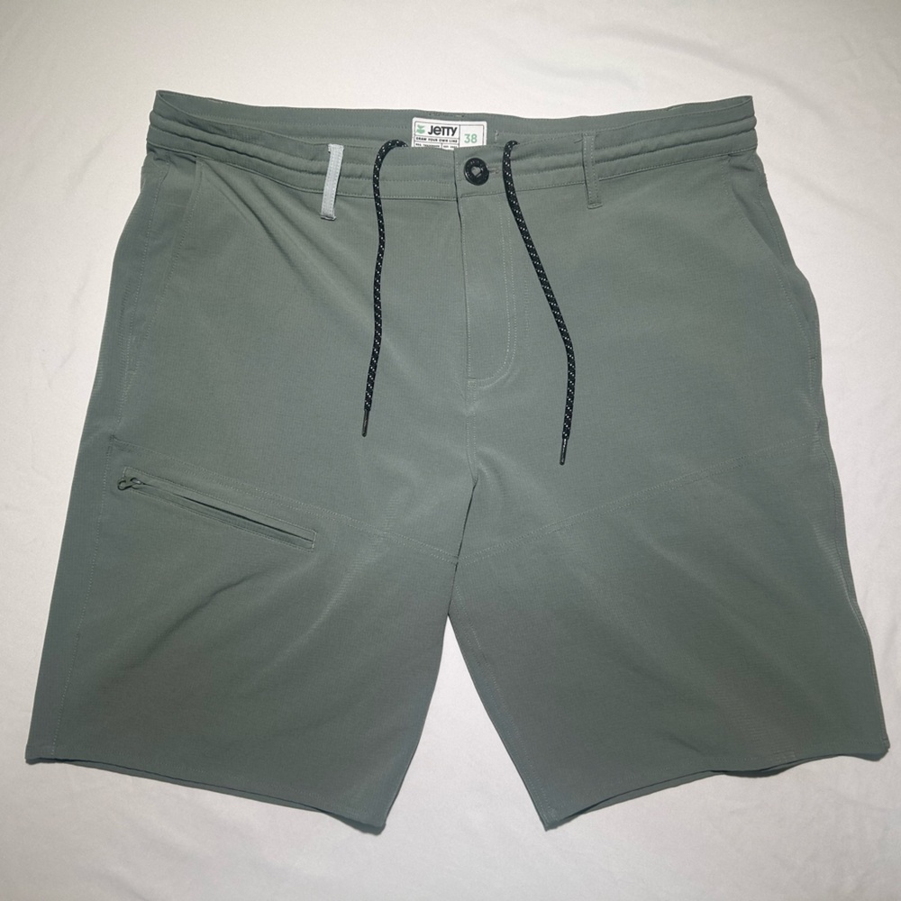 Jetty Men’s 38 Mordecai Utility Stretch Travel Shorts Sage Green